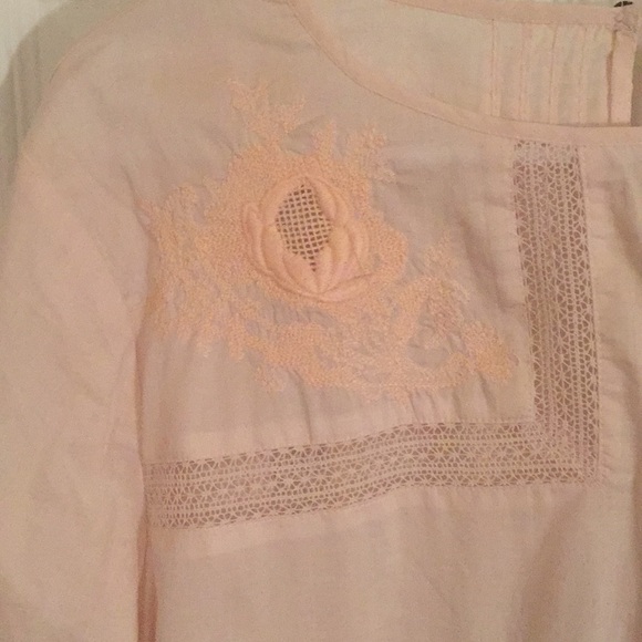 NWOT J. Crew Blush Light Pink Embroidered Blouse - Picture 2 of 4